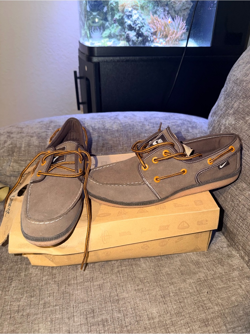 Nike Post Harbour Leather Boat Shoes Brown Gum Men’s Size 9